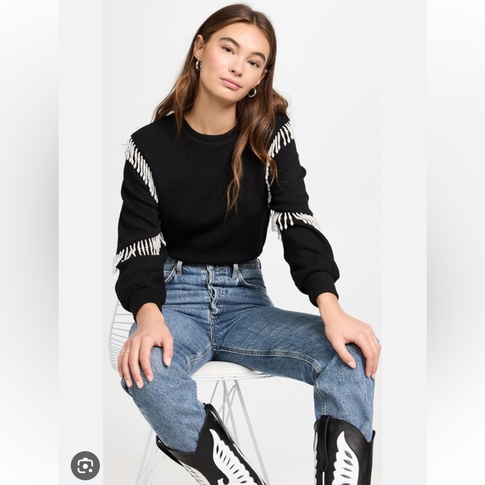 Saylor Martina Crystal Fringe Sweater, Small, New with Tags